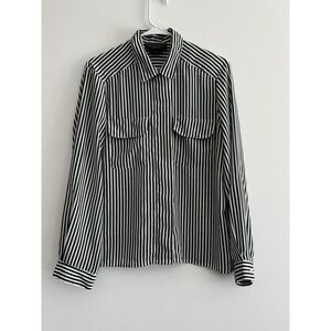 Vintage California Concepts Button Up Blouse Long Sleeves Dark Green Womens 12